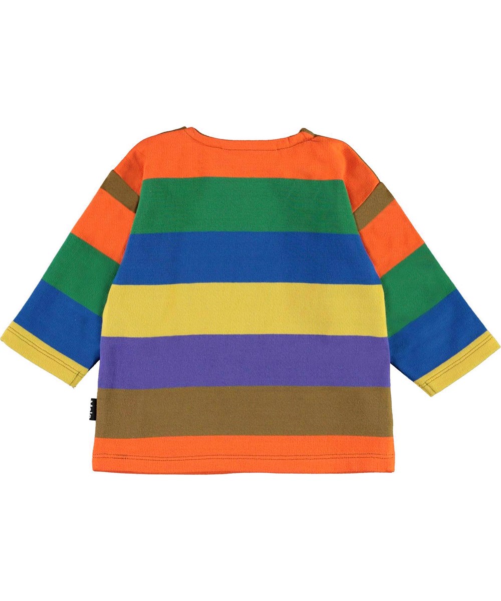 Darko - Multi Stripe - Regnbuestribet økologisk baby sweatshirt