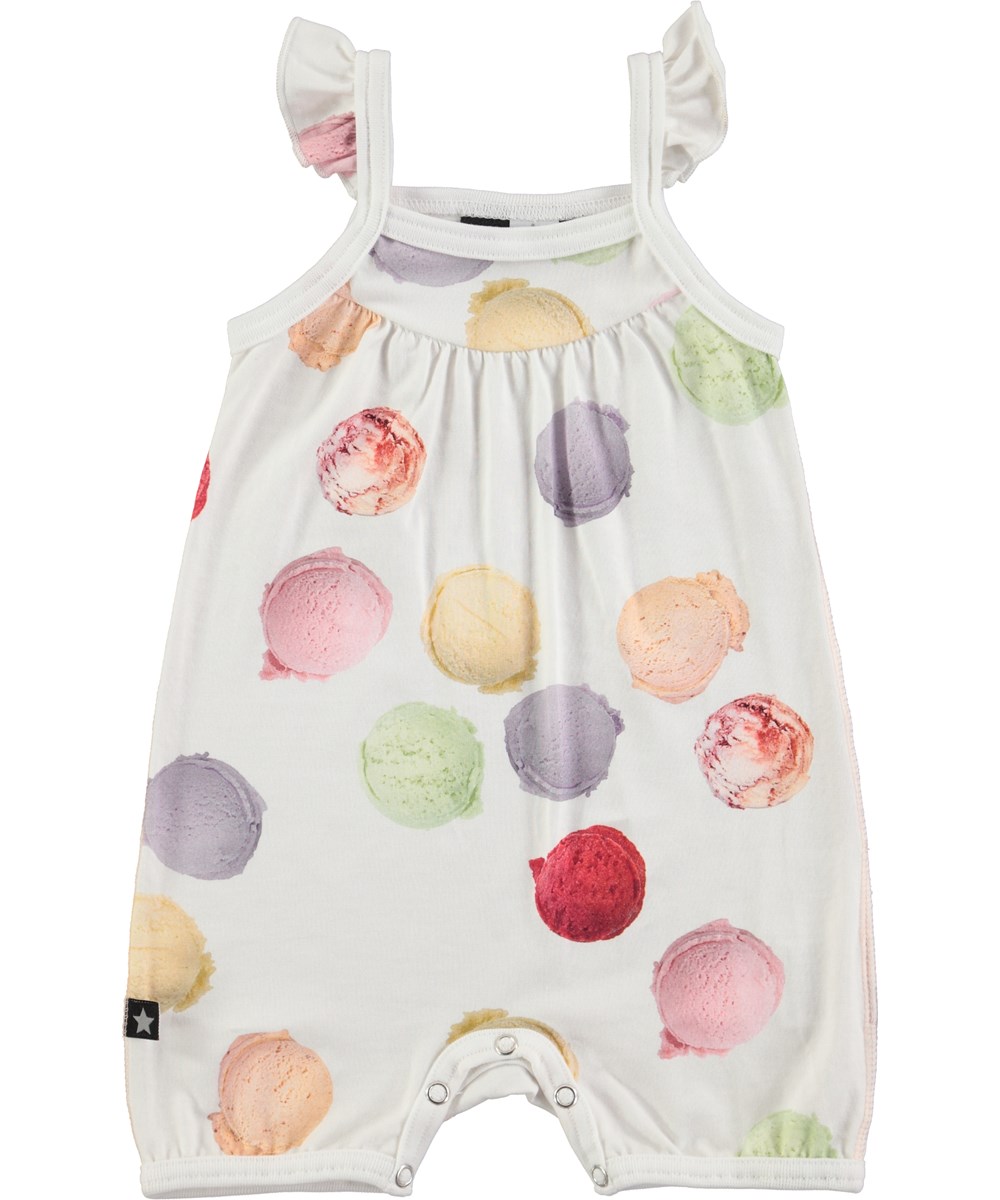 Faline - Ice Scoops - baby dräkt utan ärmar med glasskulor och volang