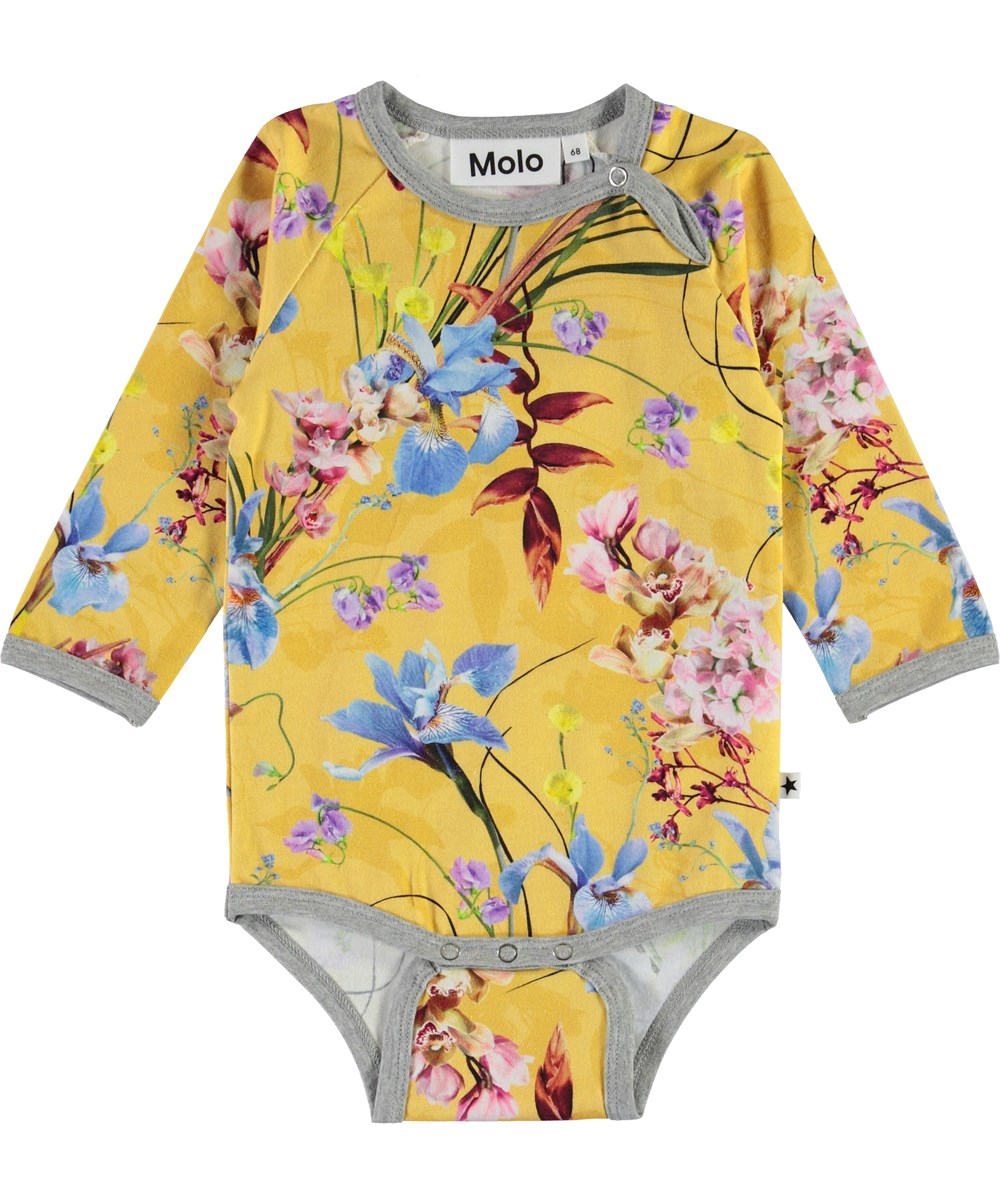 Fonda - The Art Of Flowers - Gul baby body med blomster