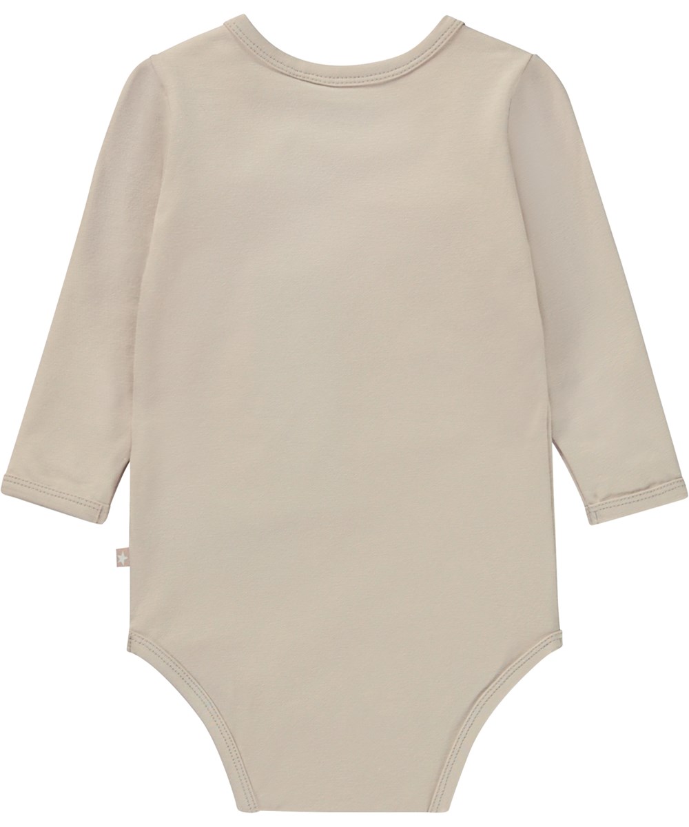 Foss - Peace Flowers - Ekologisk beige babybody med peacemönster.