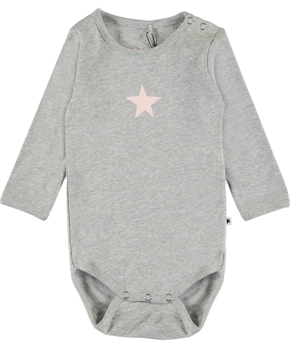 Foss - Light Grey Melange - Ekologisk grå baby body
