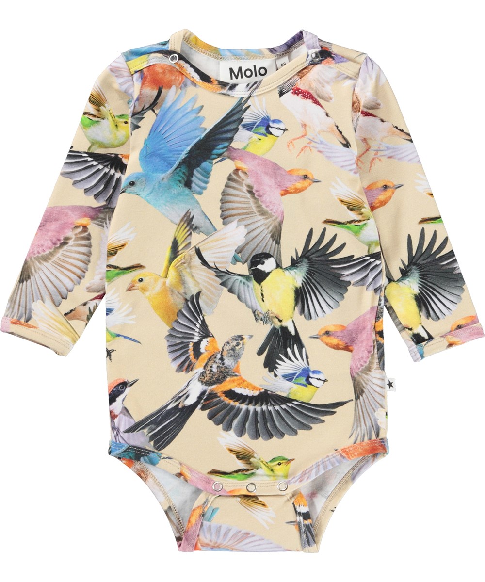 Foss - Whimsical - Ekologisk babybody med fåglar.