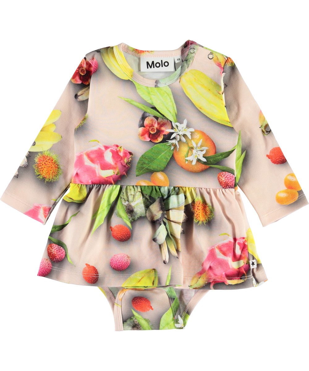 Frances - Tutti Frutti - Ekologisk baby body med frukter och volang