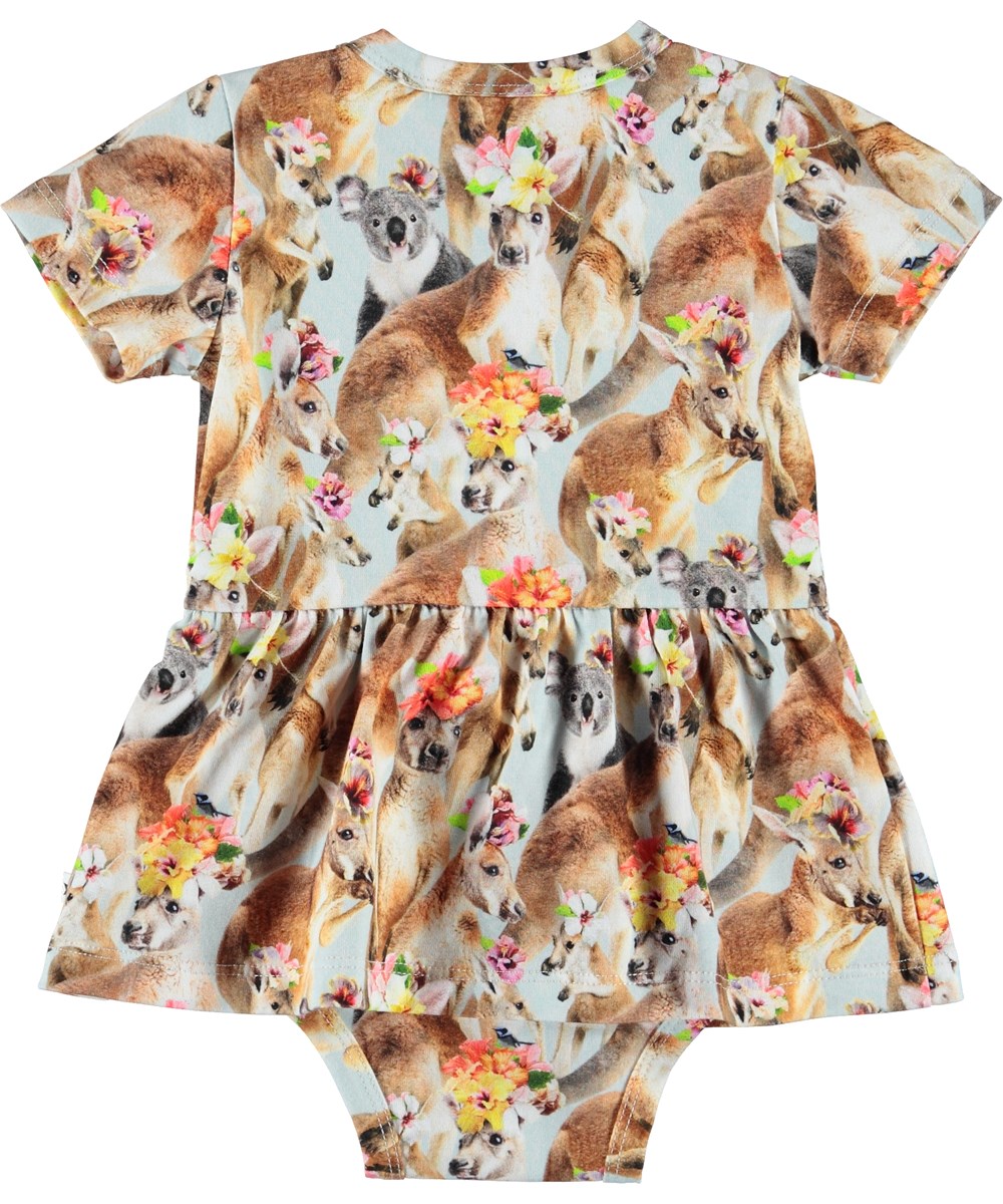 Frannie - Kindred Kangaroo - Ekologisk baby body med kängurur och volang