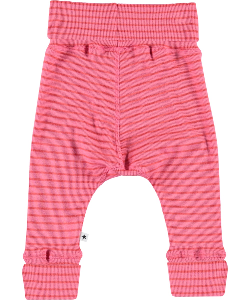 Sara - Pink Sienna Stripe - Randiga baby byxor
