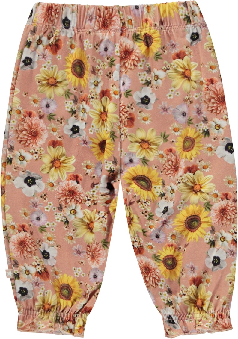 Selena - Mini Floral - Rosa babybyxor med blommigt mönster.