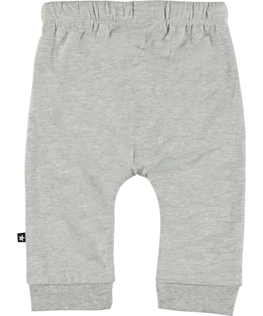 Sille - Light Grey Melange - Grå baby byxor.