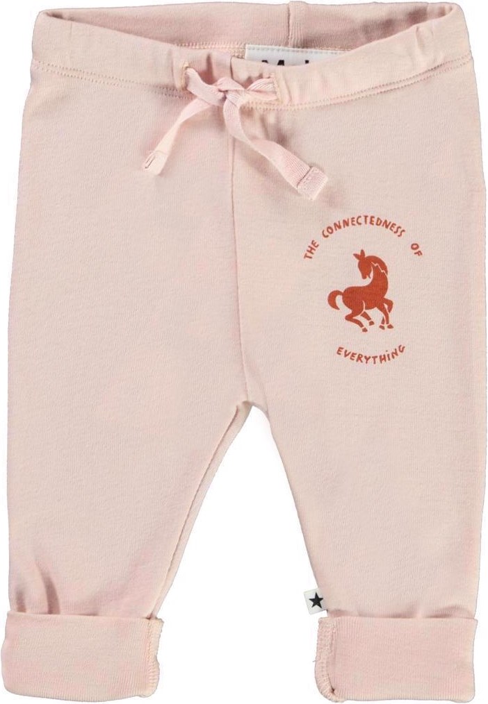 Sora - Powder - Rosa ekologiska babybyxor med hästar.