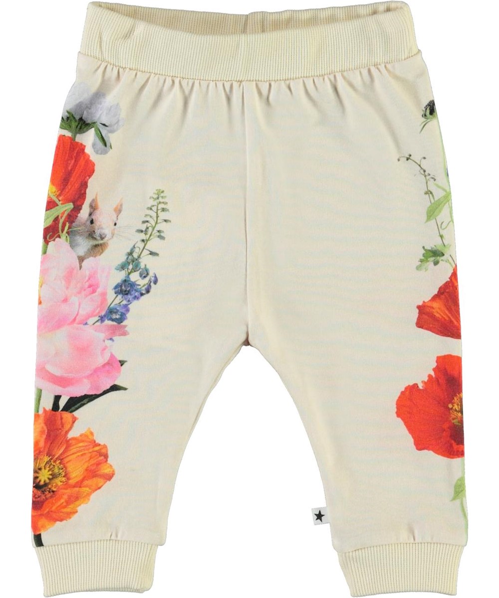 Susanne - Kitty Cat - Beige babybyxa med blommor 