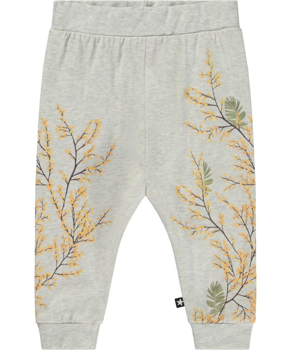 Susanne - Mimosa Vine - Ljusgrå babybyxor med grenar.