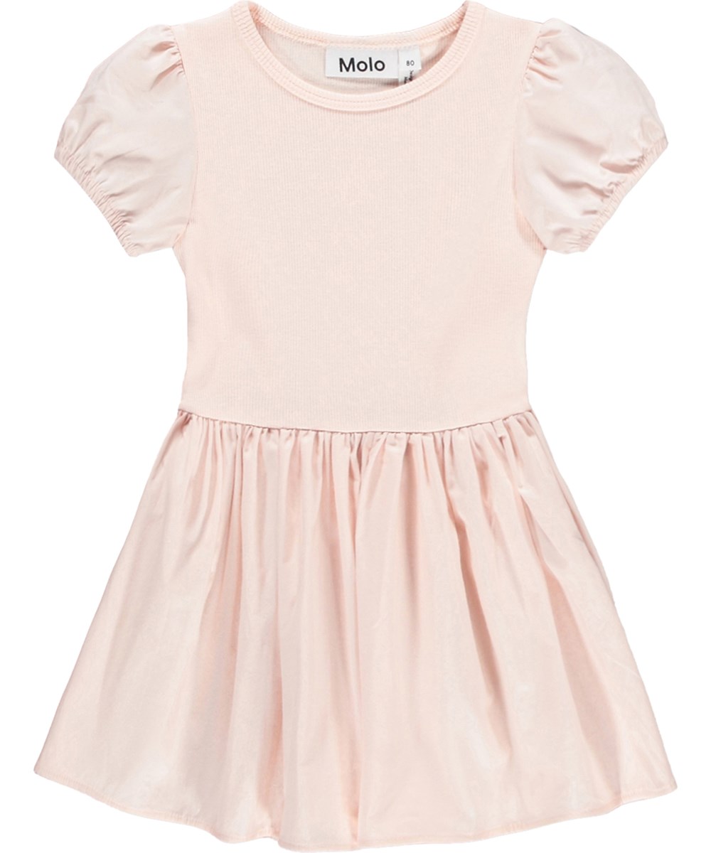 Caitlin - Cloud Pink - Rosa klänning för de små i ekologisk bomull med puffärmar