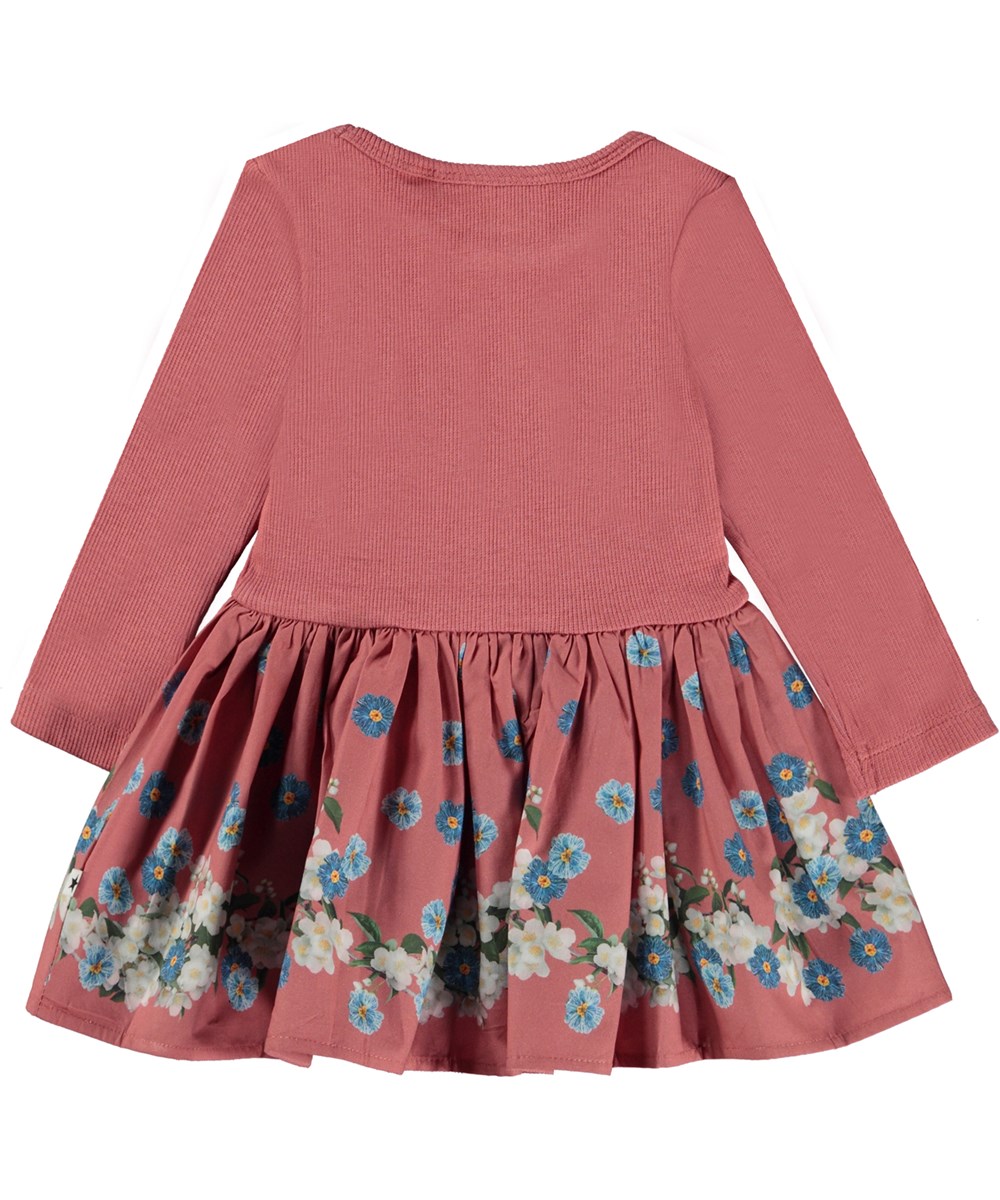 Candi - Flower Rain Mini - Ekologisk röd babyklänning med blommor.