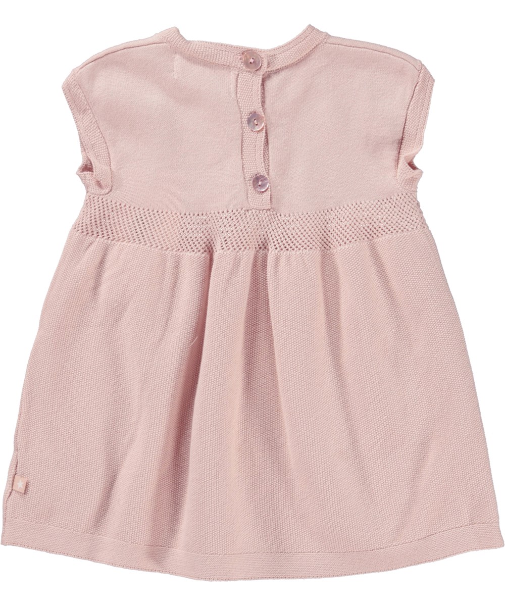 Chane - Powder - Rosa stickad babyklänning.