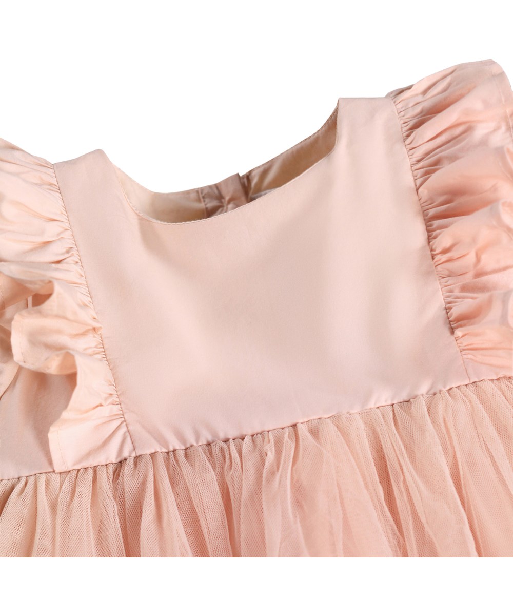Cheyanne - Petal Blush - Rosa klänning för de små med puffärmar och tyllkjol