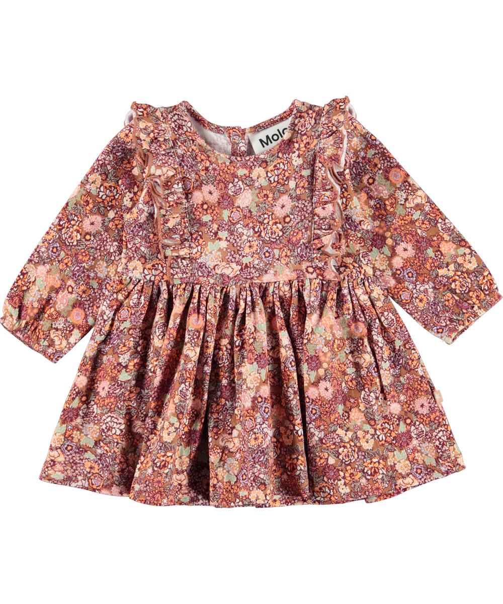 Chocho - Bloom - Röd babyklänning med blommor och volanger.