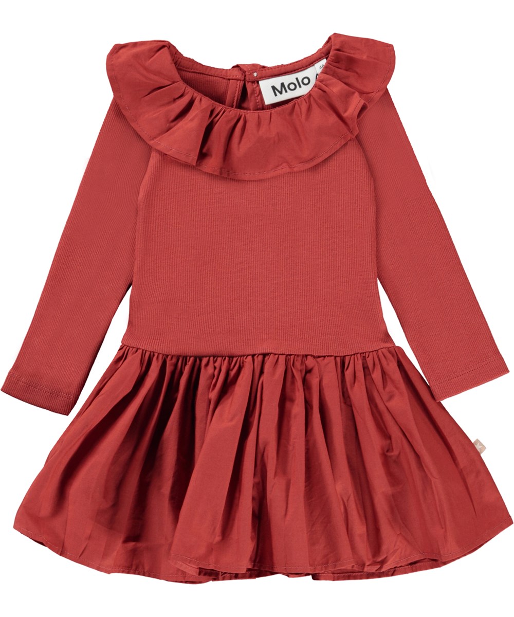 Crystala - Red Ochre - Ekologisk röd babyklänning.