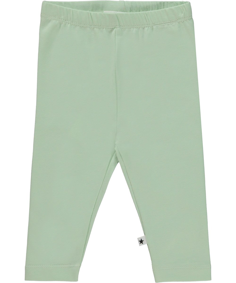 Nette solid - Pale Pear - Ekologiska gröna babyleggings.