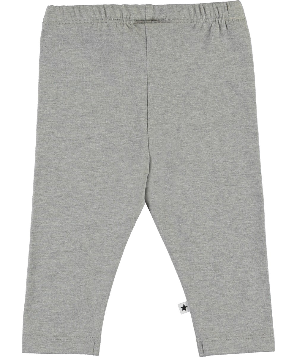 Nette Solid - Grey Melange - Ekologiska gråa babyleggings
