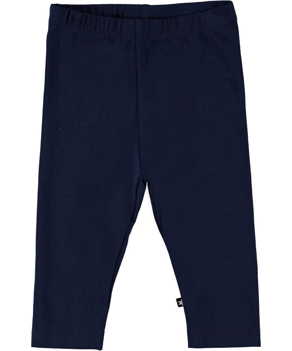 Nette solid - Peacoat - Ekologiska mörkblå babyleggings