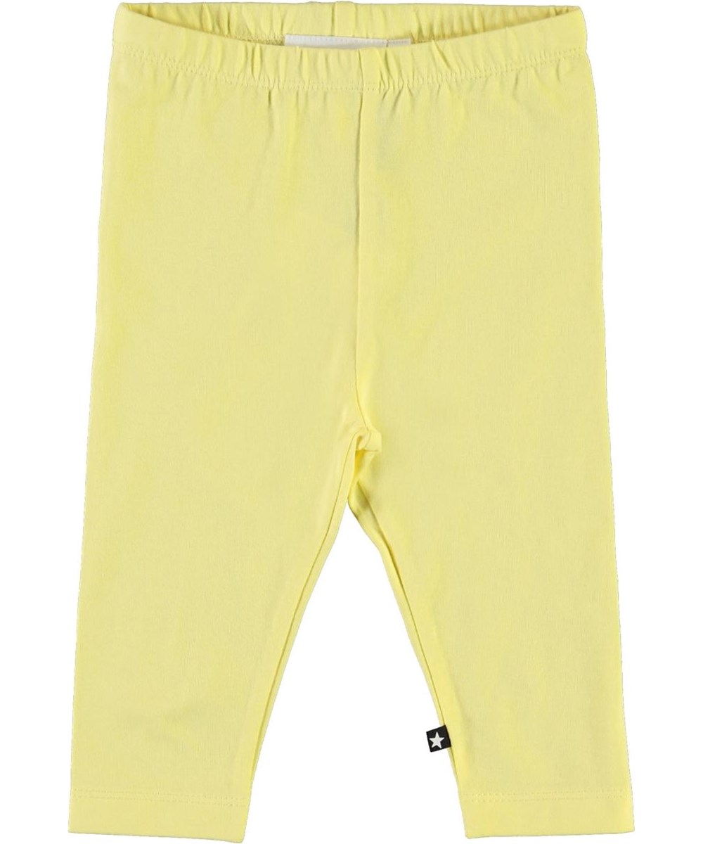 Nette solid - Pale Lemon - Ekologiska gula babyleggings 