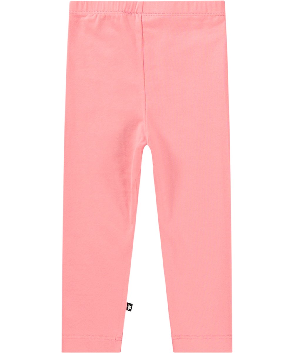 Nette Warm - Flamingo Plume - Mjuka rosa ekologiska leggings med gummiband i midjan.