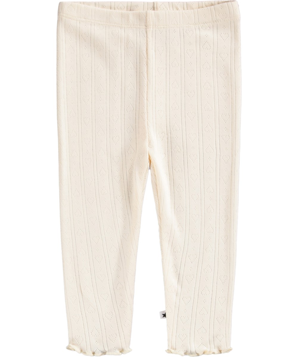 Sidse - Pearled Ivory - Vita leggings för de små i ekologisk bomull