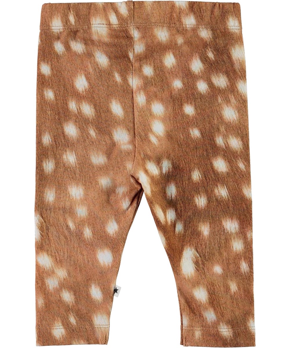 Stefanie - Baby Fawns - Ekologiska bruna leggings med vita fläckar