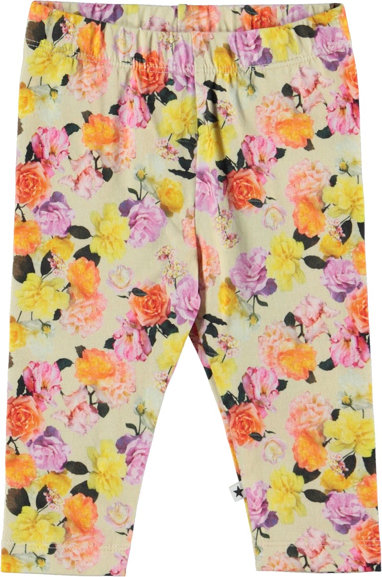 Stefanie - Baby Roses - Ekologiska babyleggings med rosor.