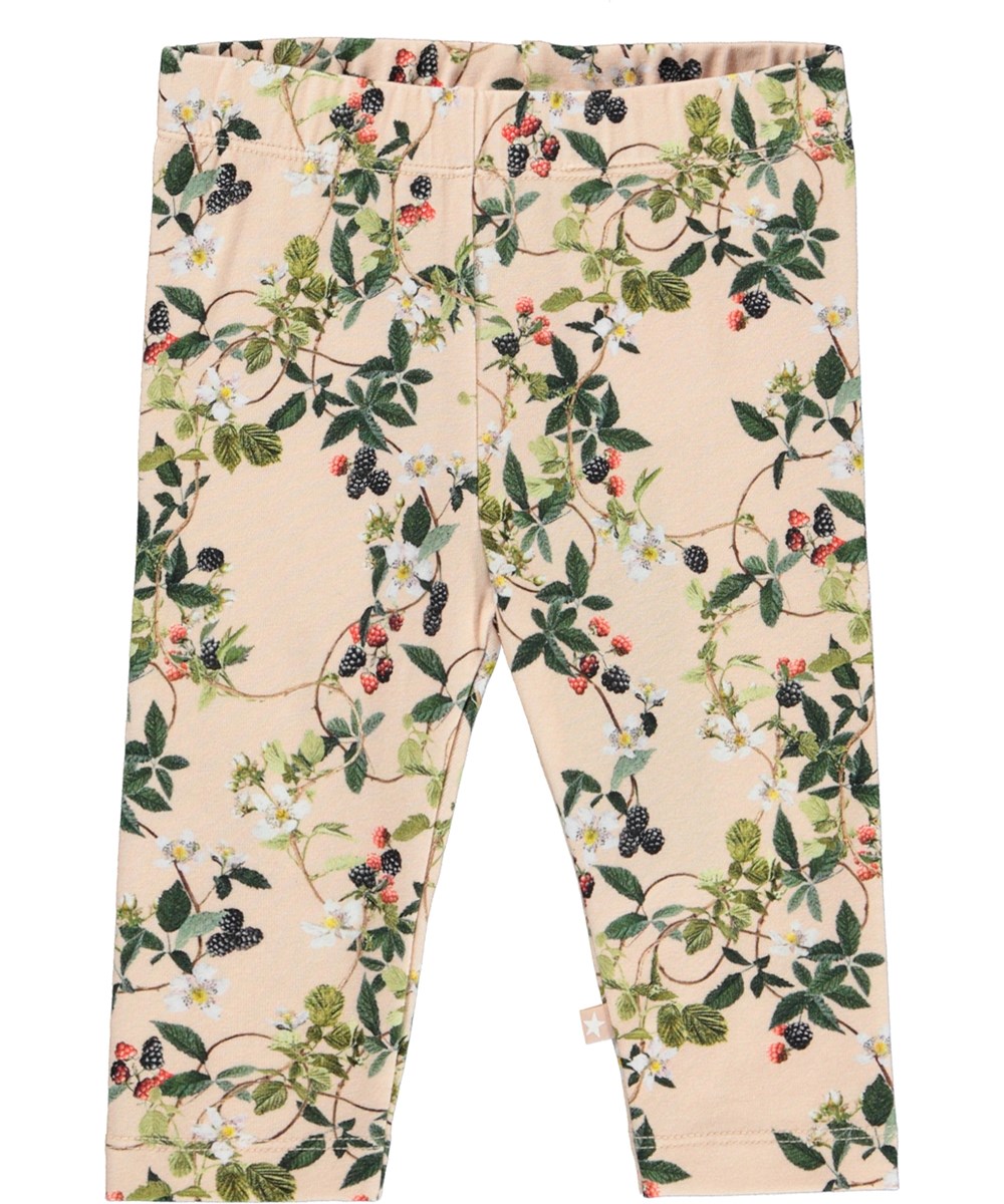 Stefanie - Bramble Rose - Ekologiska babyleggings i rosa med björnbär.