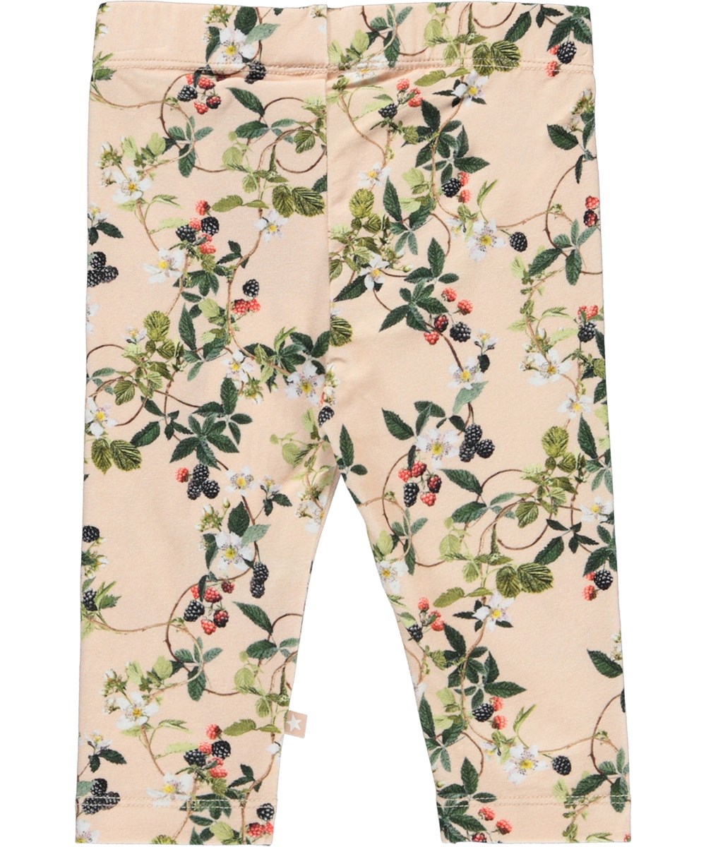 Stefanie - Bramble Rose - Ekologiska babyleggings i rosa med björnbär.