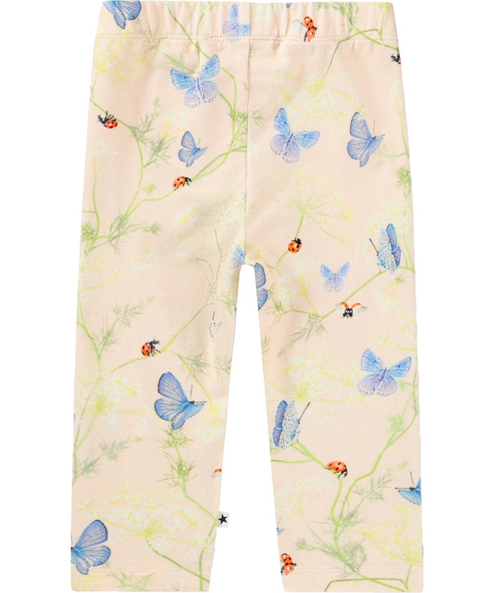 Stefanie - Butterflys Cloud - Rosa leggings för de små i ekologisk bomull med ett fjärilsmönster