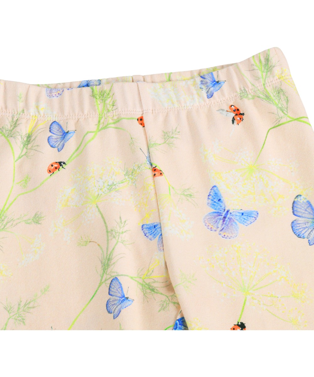 Stefanie - Butterflys Cloud - Rosa leggings för de små i ekologisk bomull med ett fjärilsmönster