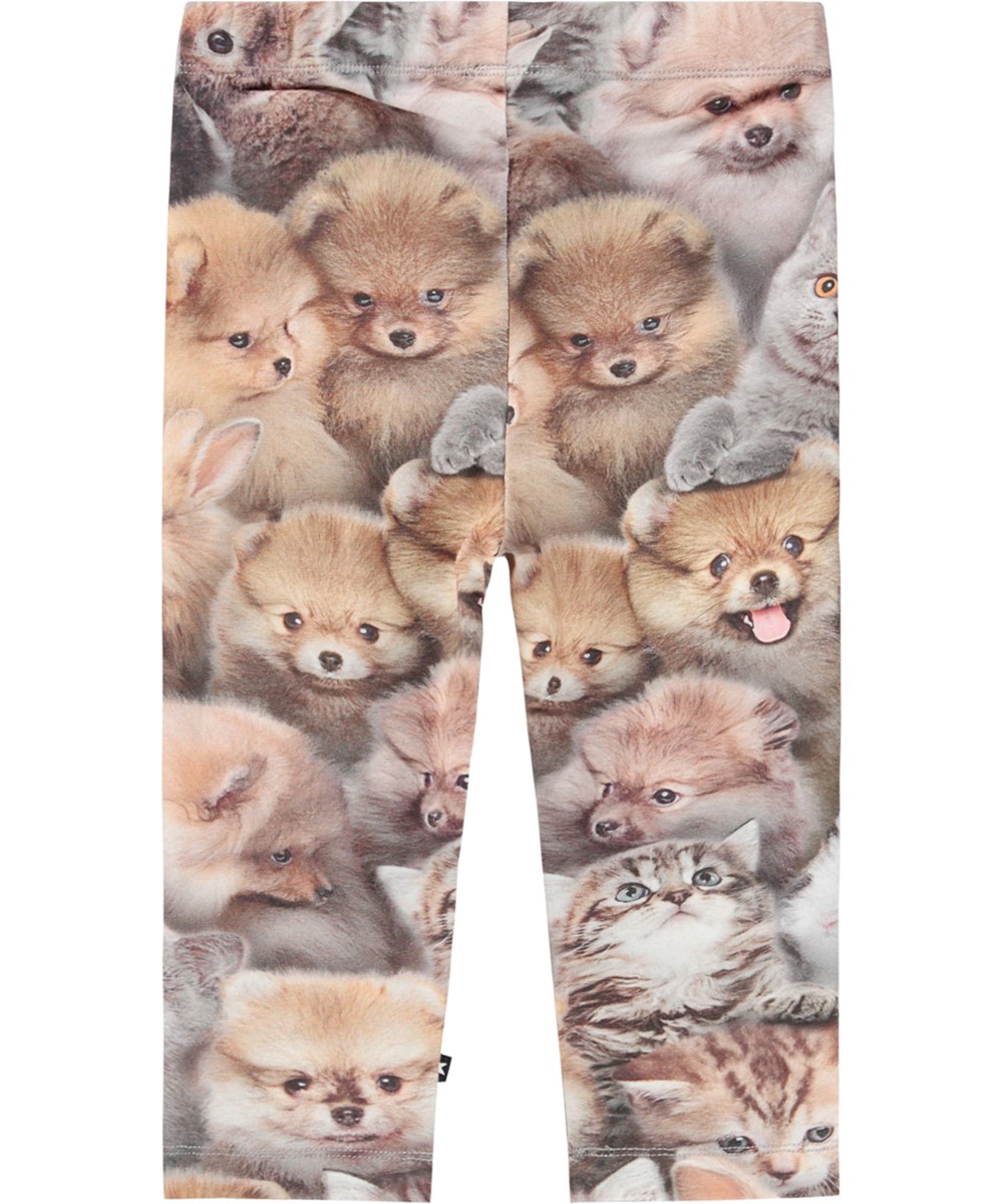 Stefanie - Fuzzy Fluffy - Leggings i ekologisk bomull för baby med djurmönster.