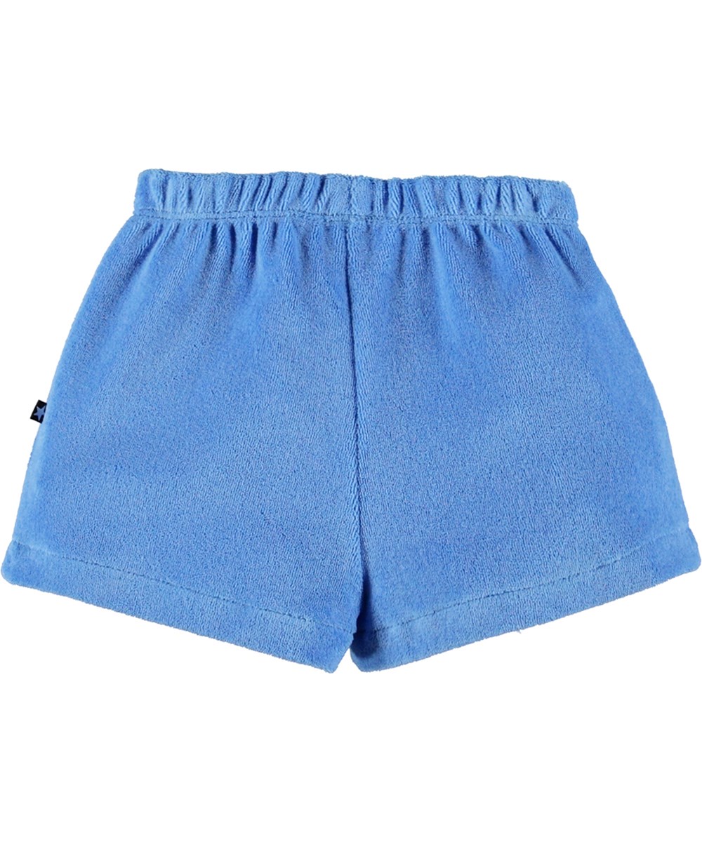 Signe - Forget Me Not - Blå frotté shorts till baby.