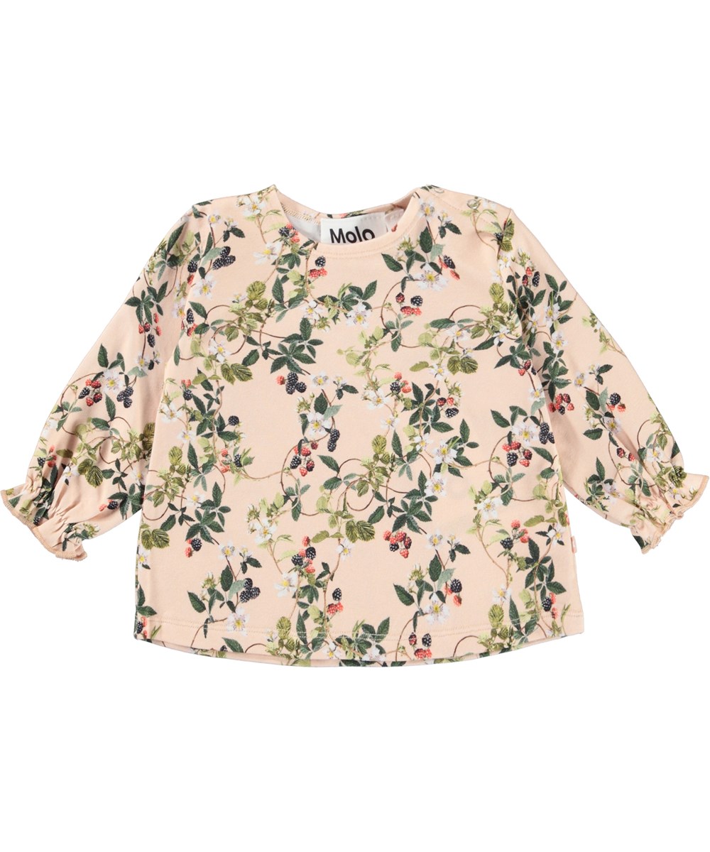 Elina - Bramble Rose - Ekologisk rosa babytröja med björnbär.