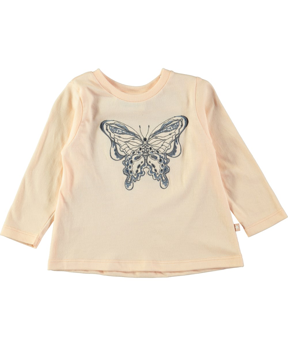 Ella - Dawn - Puderfärgad baby blus med fjärilbroderi