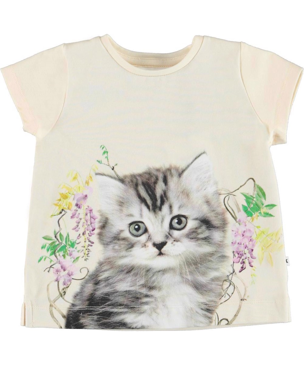 Elly - Kitten - Ekologisk babyt-shirt med katt och plantor.