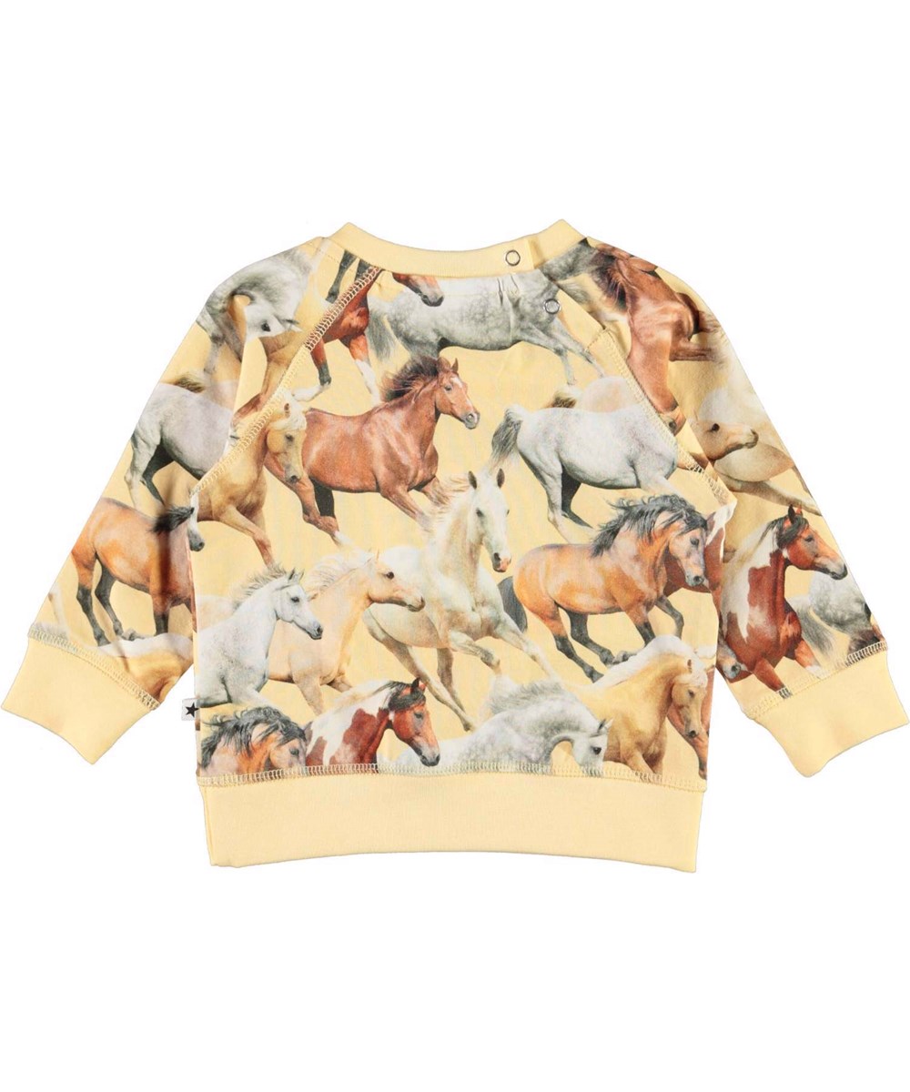 Elsa - Horse Dreams Baby - Ekologisk ljusgul tröja med hästar.