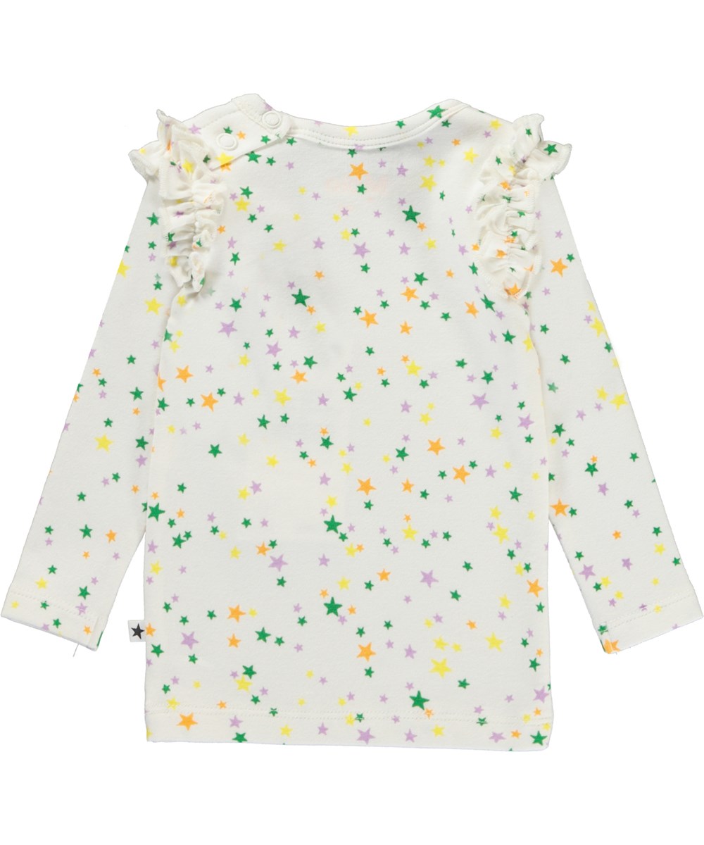Emma - Rainbow Mini Stars - Ekologisk volangtröja med stjärnor.