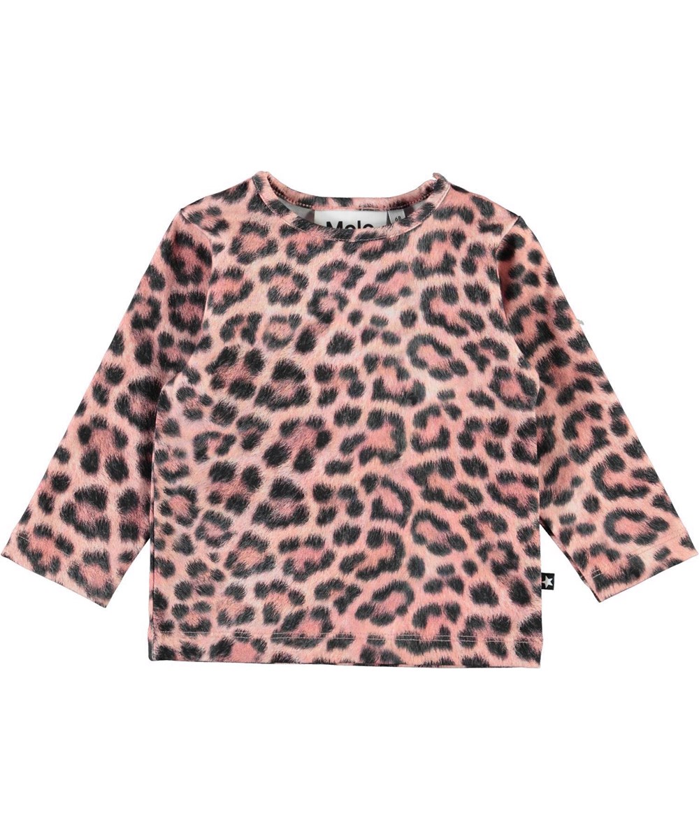 Eva - Rose Jaguar - Ekologisk tröja med rosa leopardmönster.