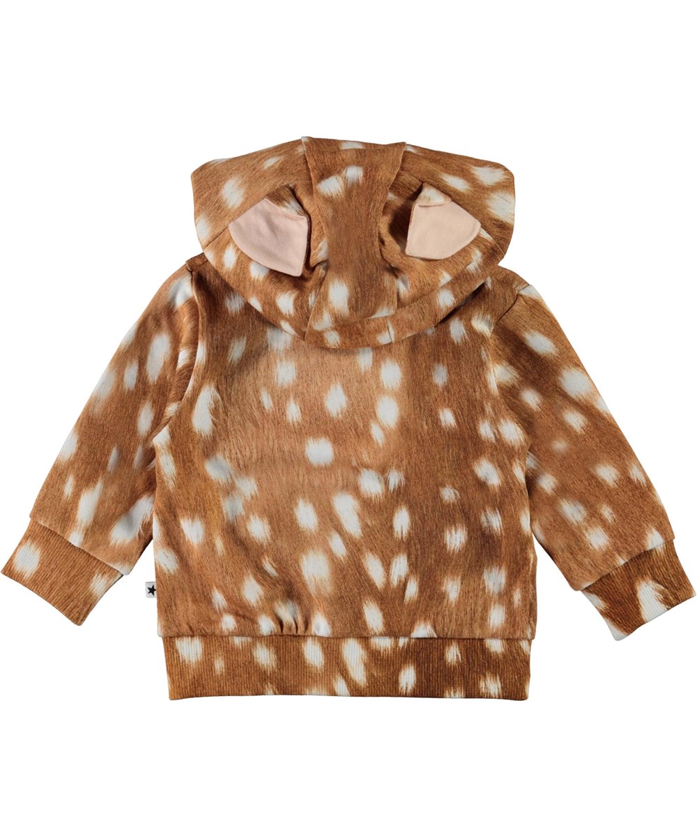 Demi - Fawn AOP - Ekologisk brun hoodie med öron