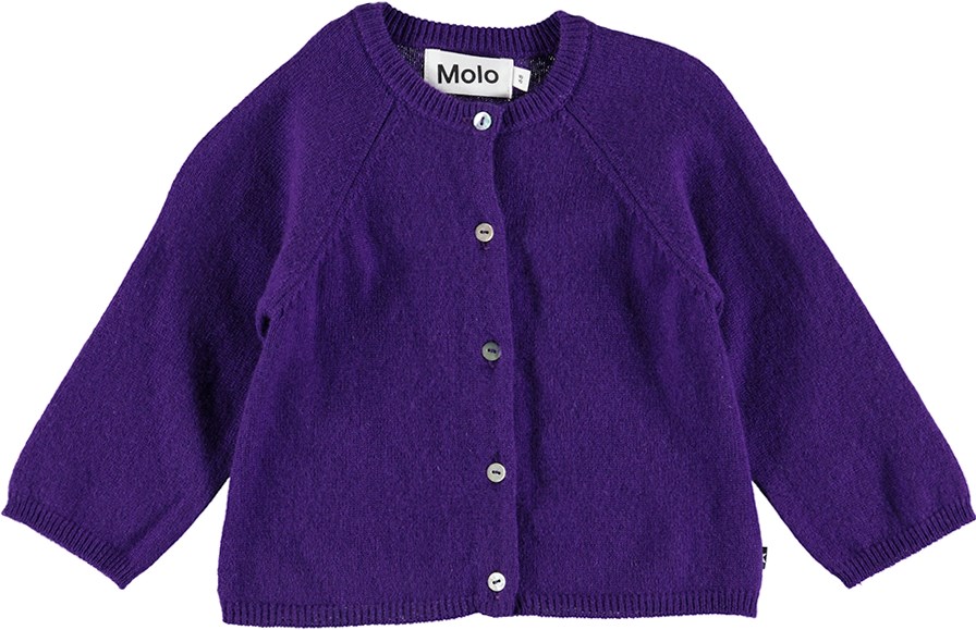 Ginger - Purple Rain - Lila baby cardigan i ull och cashmere