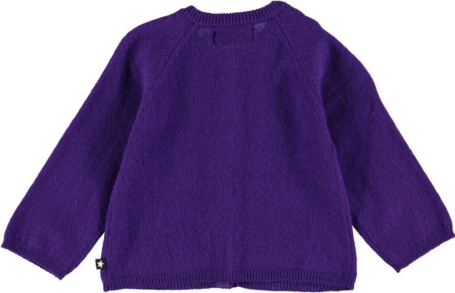 Ginger - Purple Rain - Lila baby cardigan i ull och cashmere