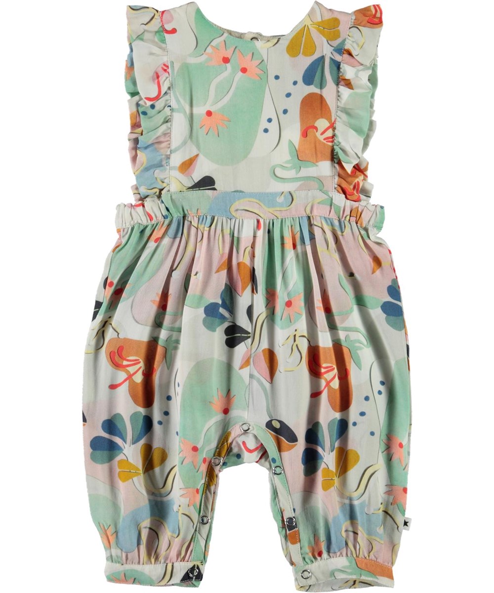 Fabia - Papercut Flowers - Pastel coloured baby romper with print