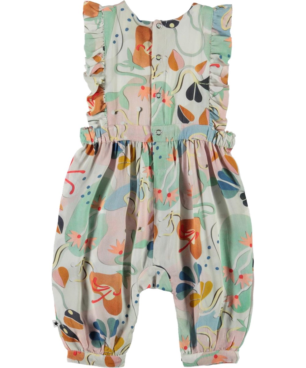 Fabia - Papercut Flowers - Pastel coloured baby romper with print