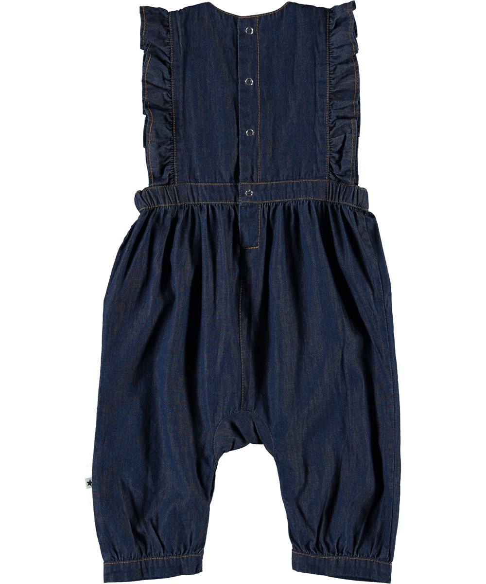 Fabia - Washed Indigo - Blue denim baby romper