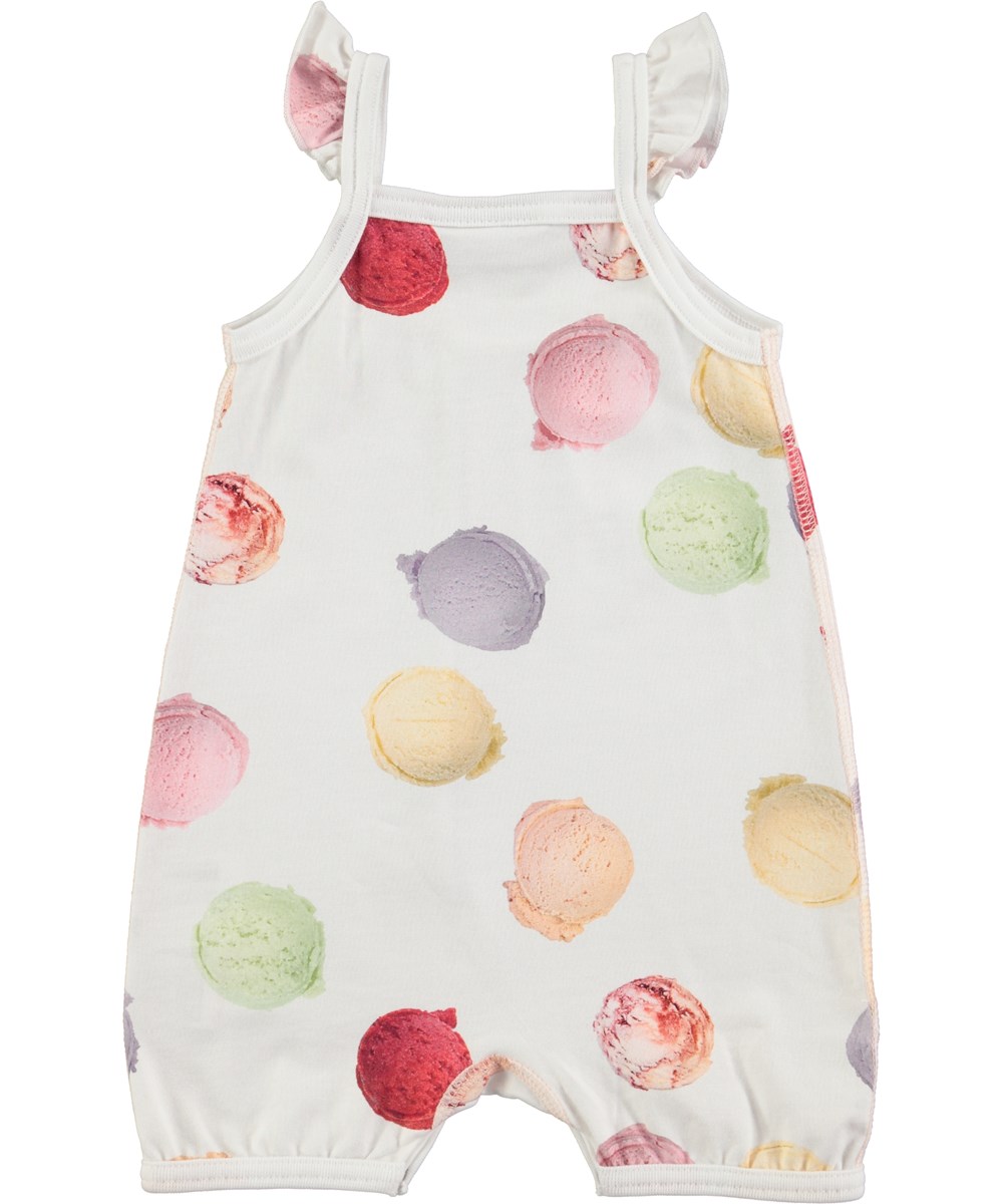 Faline - Ice Scoops - sleeveless baby bodysuit with ice cream and ruffles