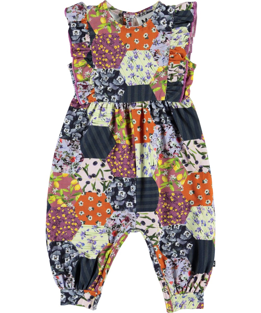 Fallon - Patchwork - Organic baby suit with patchwork