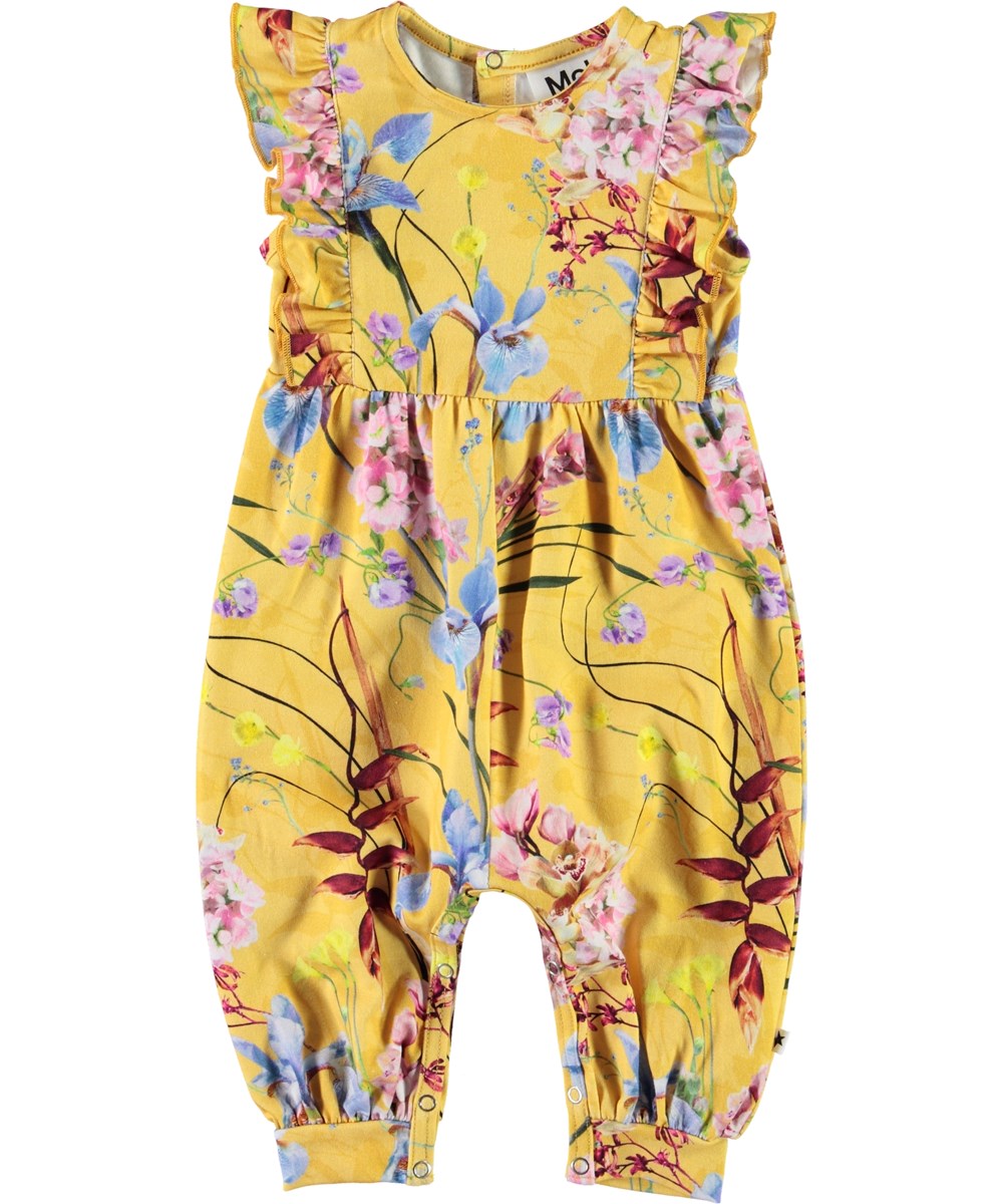 Fallon - The Art Of Flowers - Yellow baby romper with flowers 