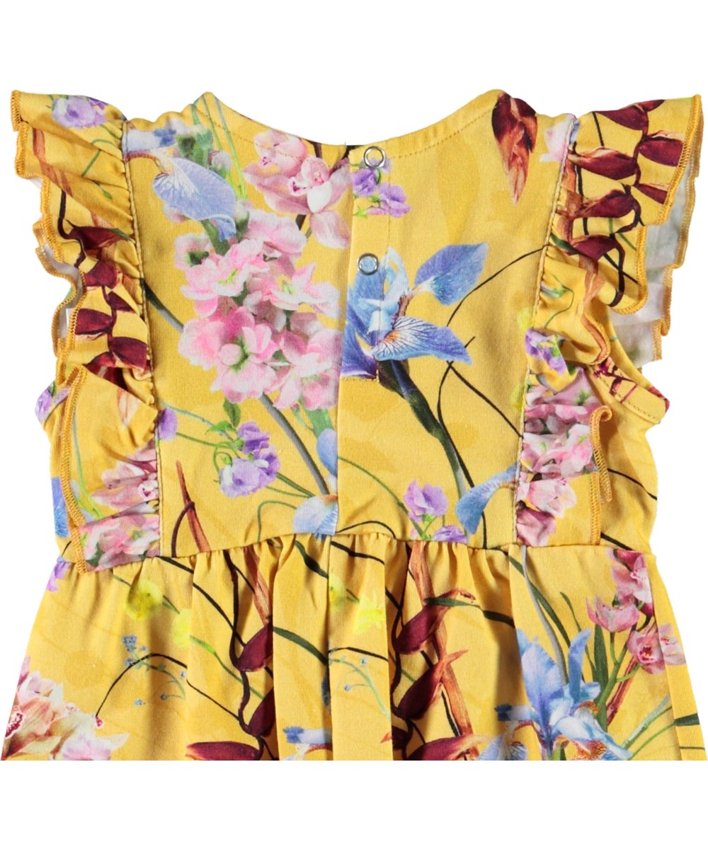 Fallon - The Art Of Flowers - Yellow baby romper with flowers 